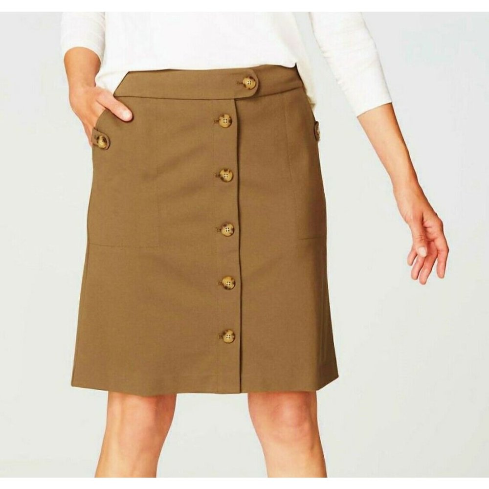 J Jill NEW Skirt XL Acorn Brown Short Ponte Knit Comfort Stretch Waist MayFit 1X
